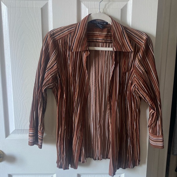 Scott Taylor Vintage Pleated Striped Blouse - Picture 4 of 6